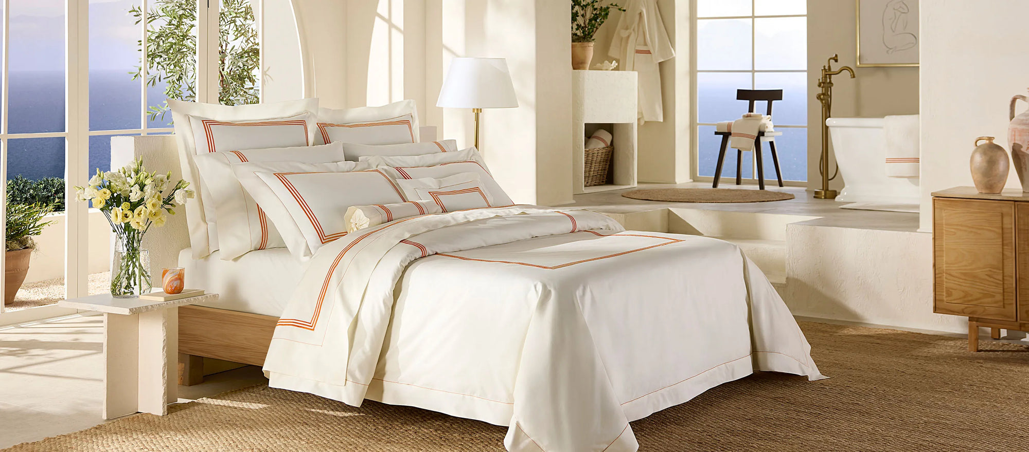 TRe Righe Ivory ivory/orange bed