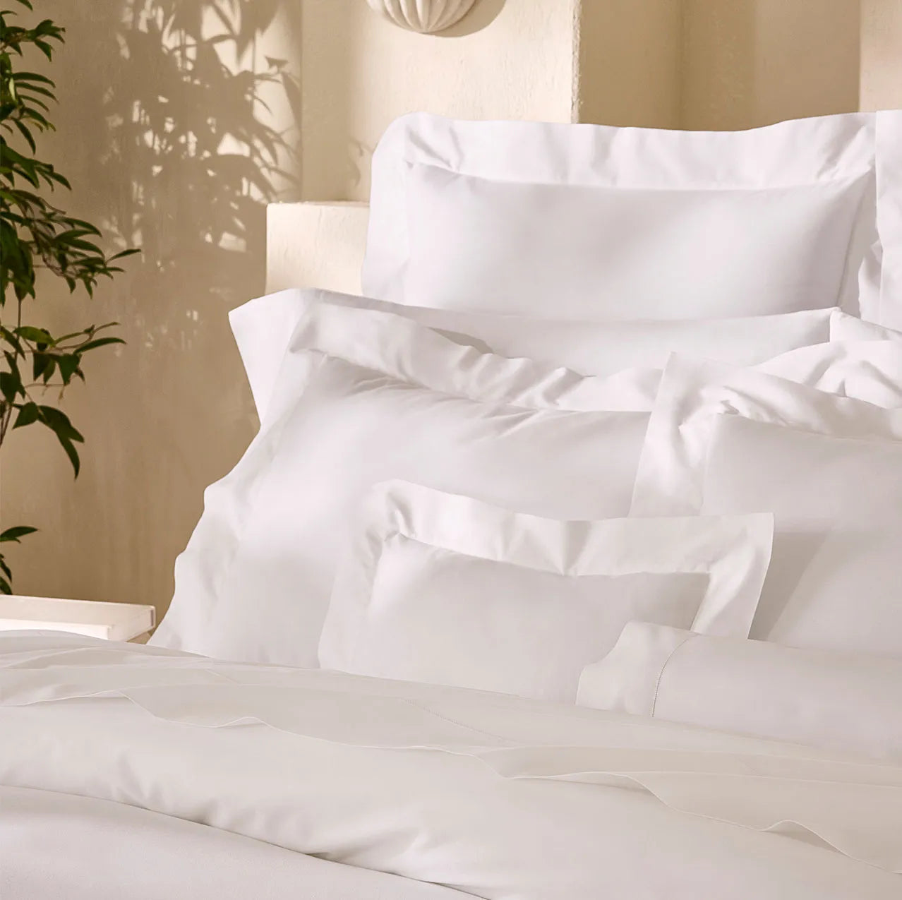 Angel Luxe white shams and pillowcases