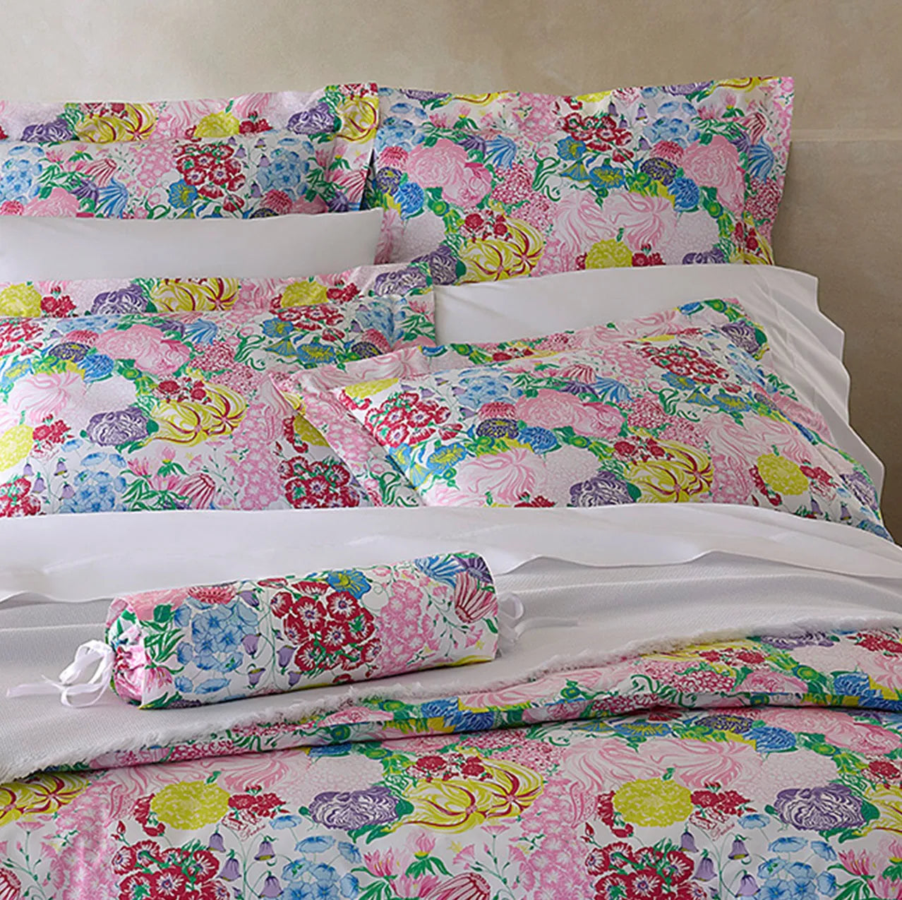 Millefiori pink shams and duvet cover
