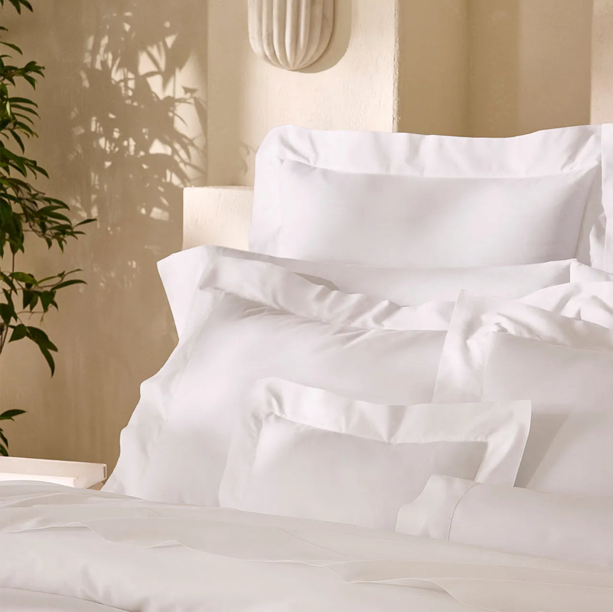 Angel Luxe white pillowcase and shams