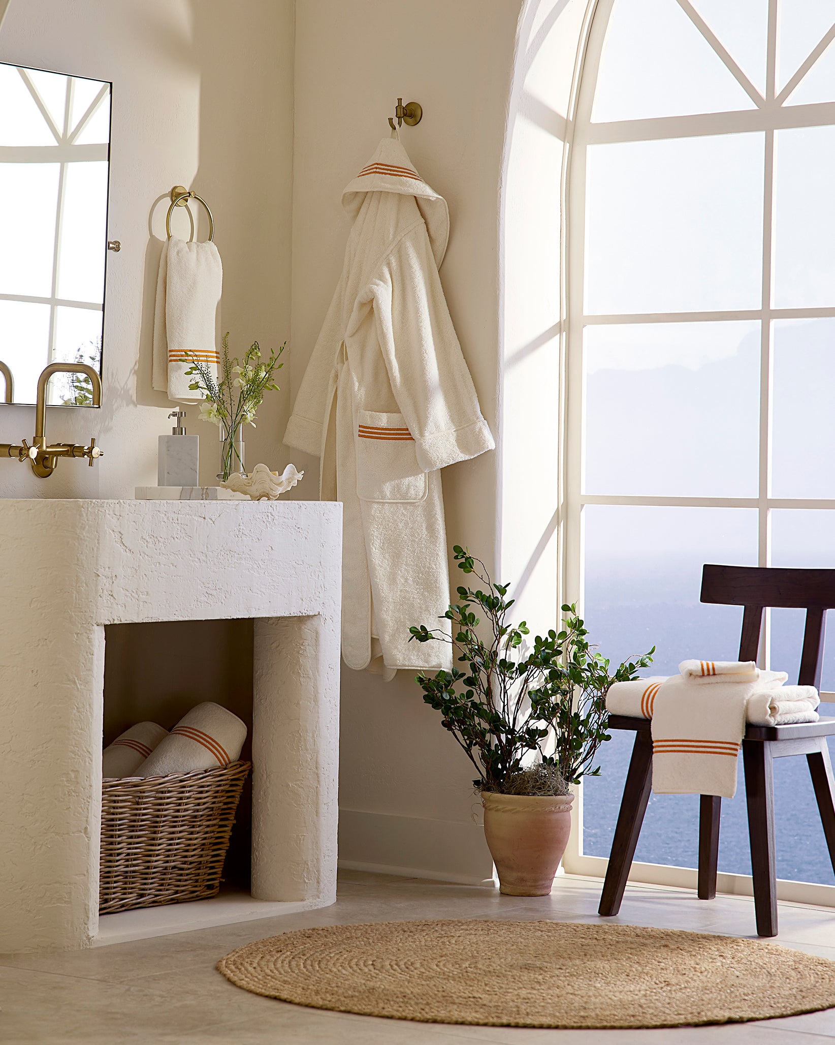 Tre Righe ivory/orange bath linens 