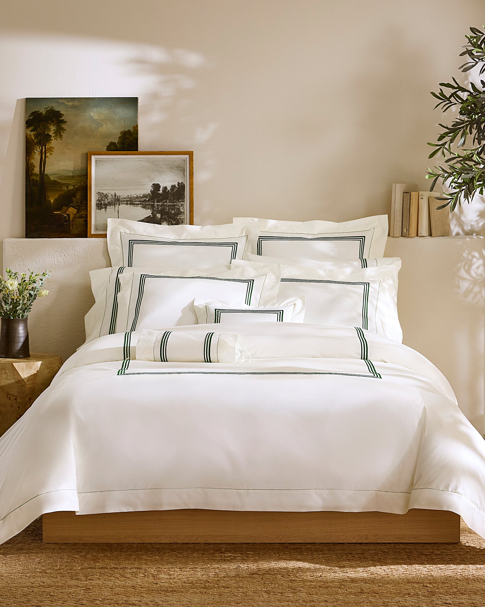 Tre Righe Ivory/emerald full bed