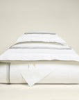 Tre Righe Ombre duvet cover stack in white/charcoal