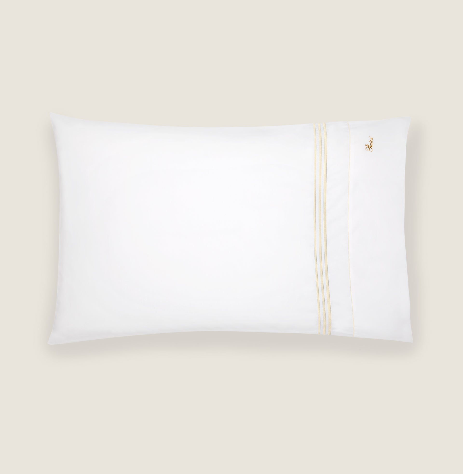 Tre Righe Pillowcase in white/beige