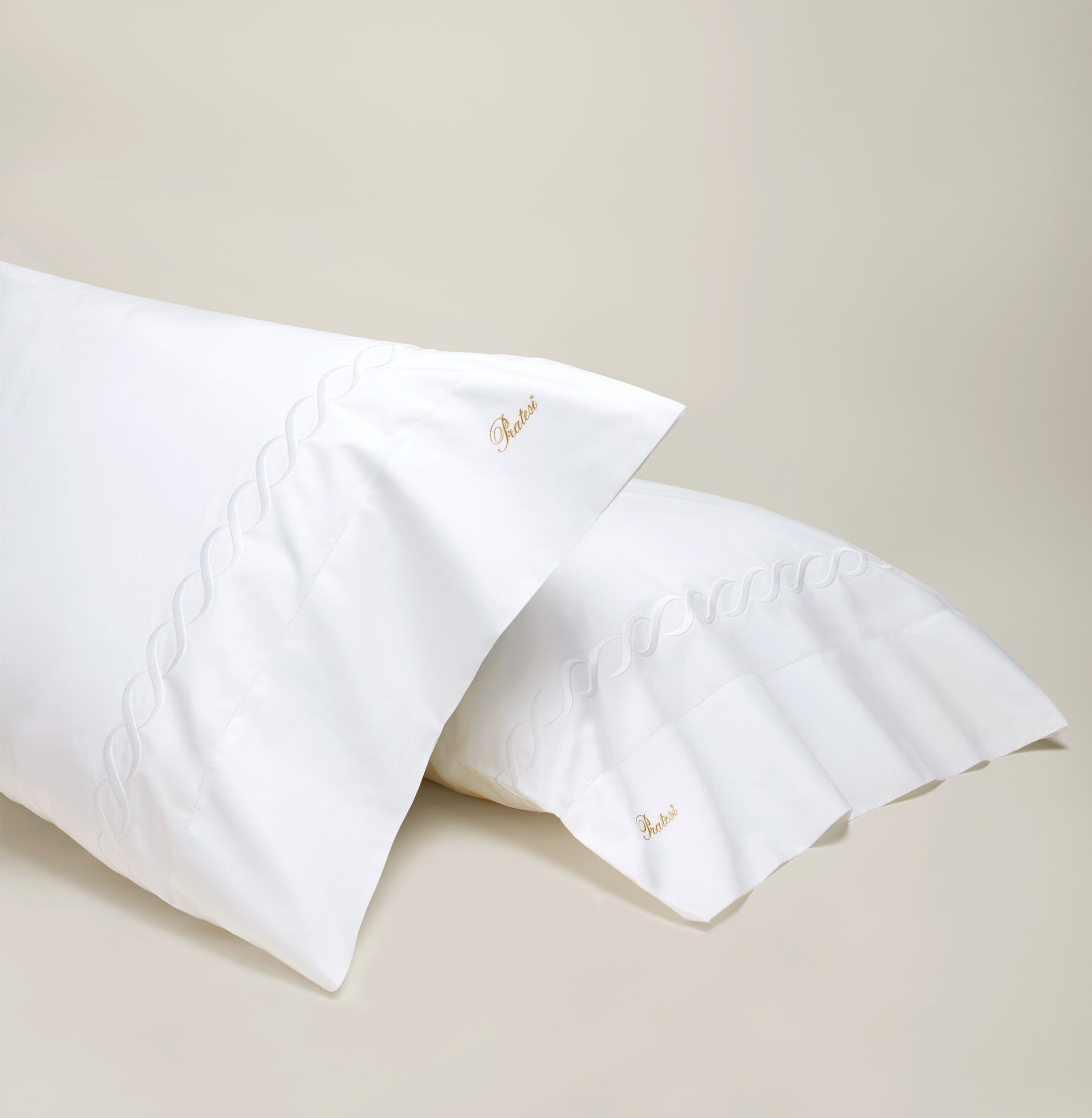 Treccia Moderno white/white pillowcase pair