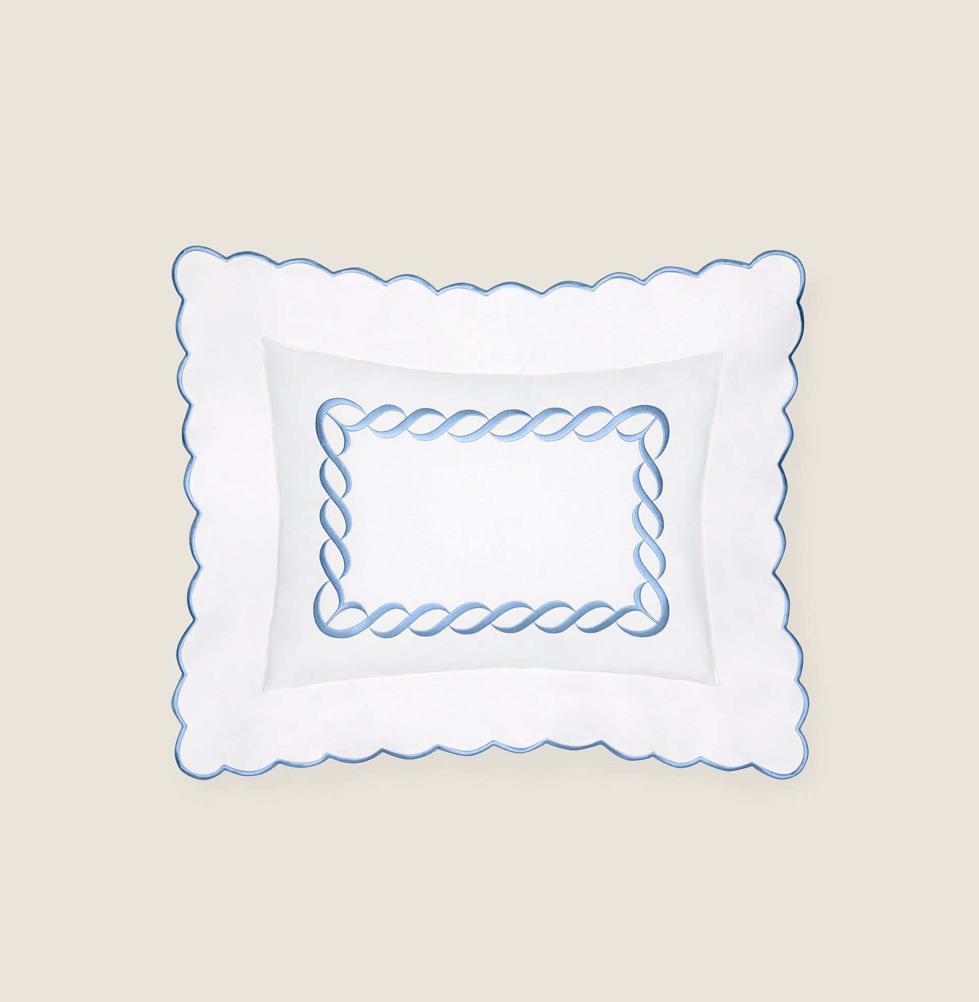 Treccia white/medium blue boudoir sham