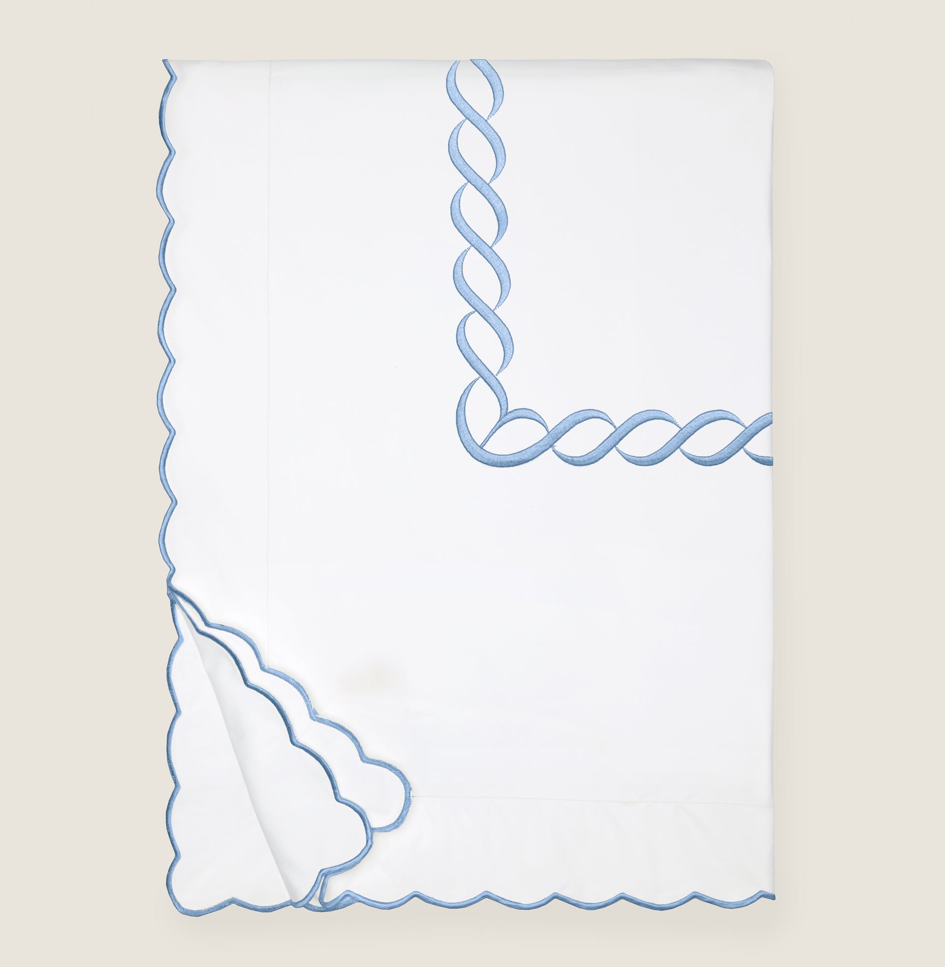Treccia duvet cover white/medium blue folded