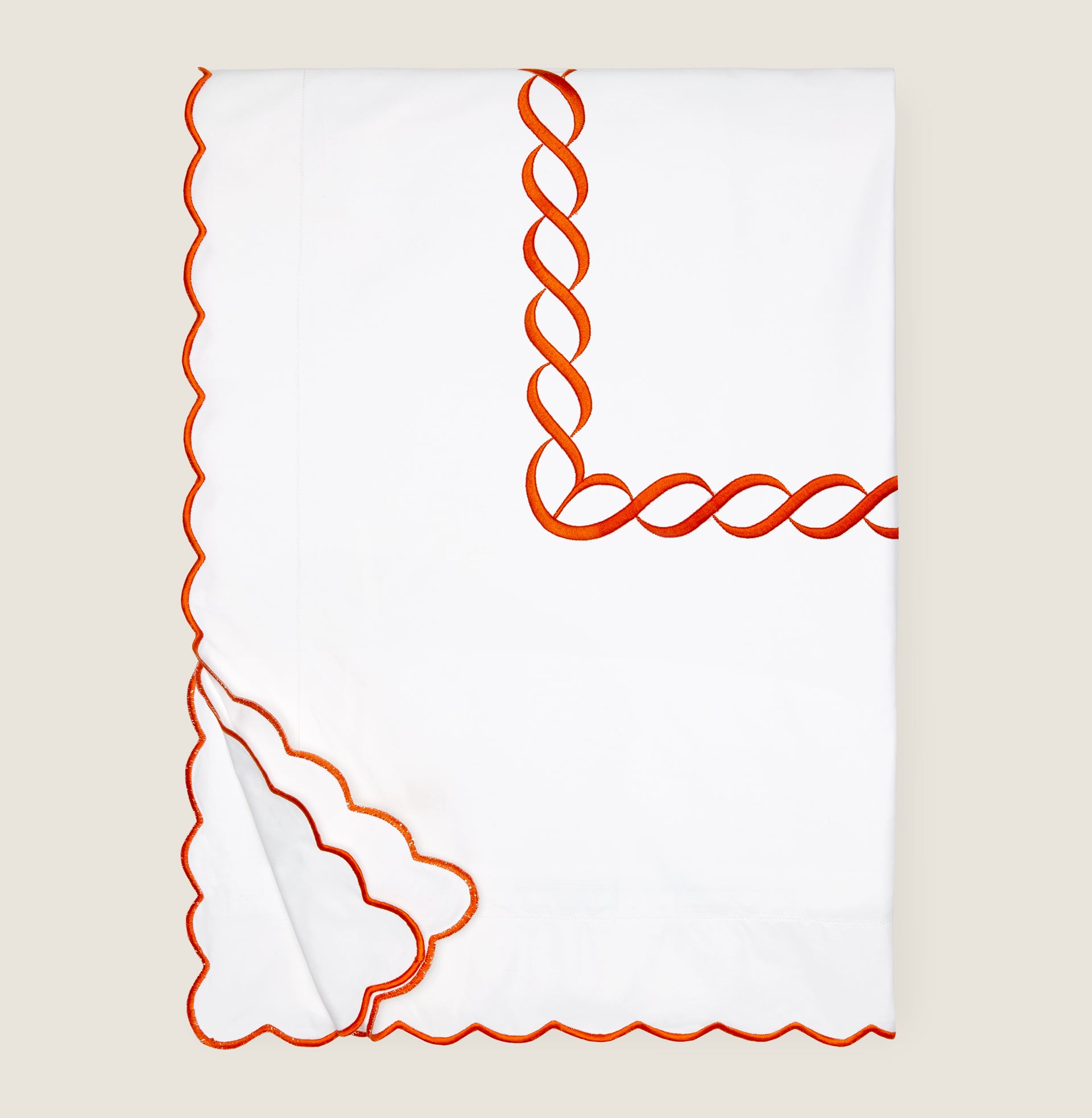 Treccia duvet cover white/orange folded