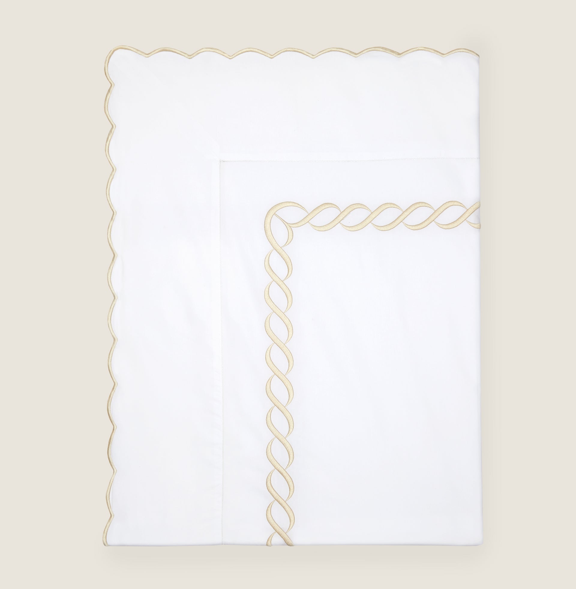 Treccia white/beige flat sheet folded