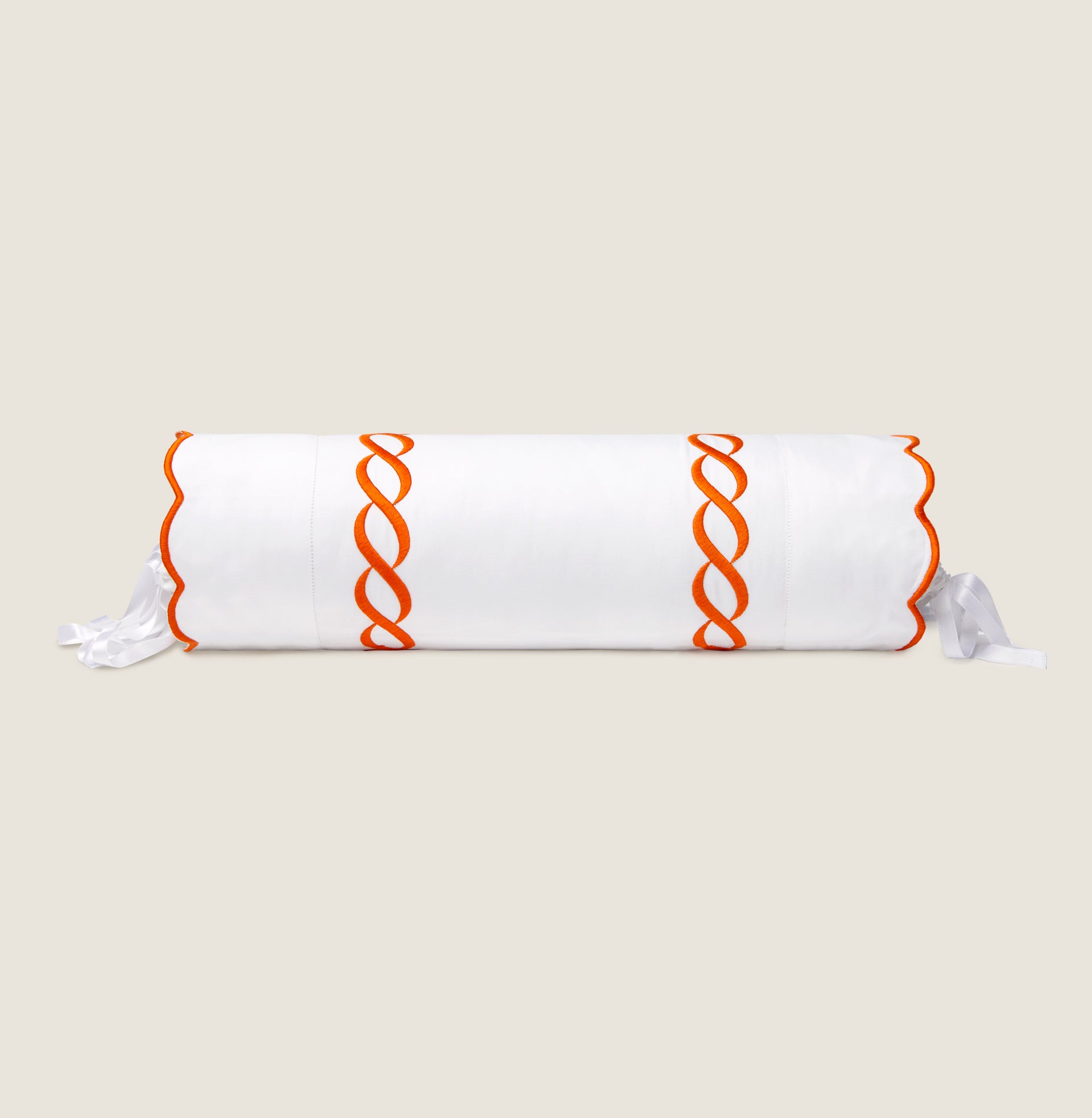 Treccia white/orange neckroll sham