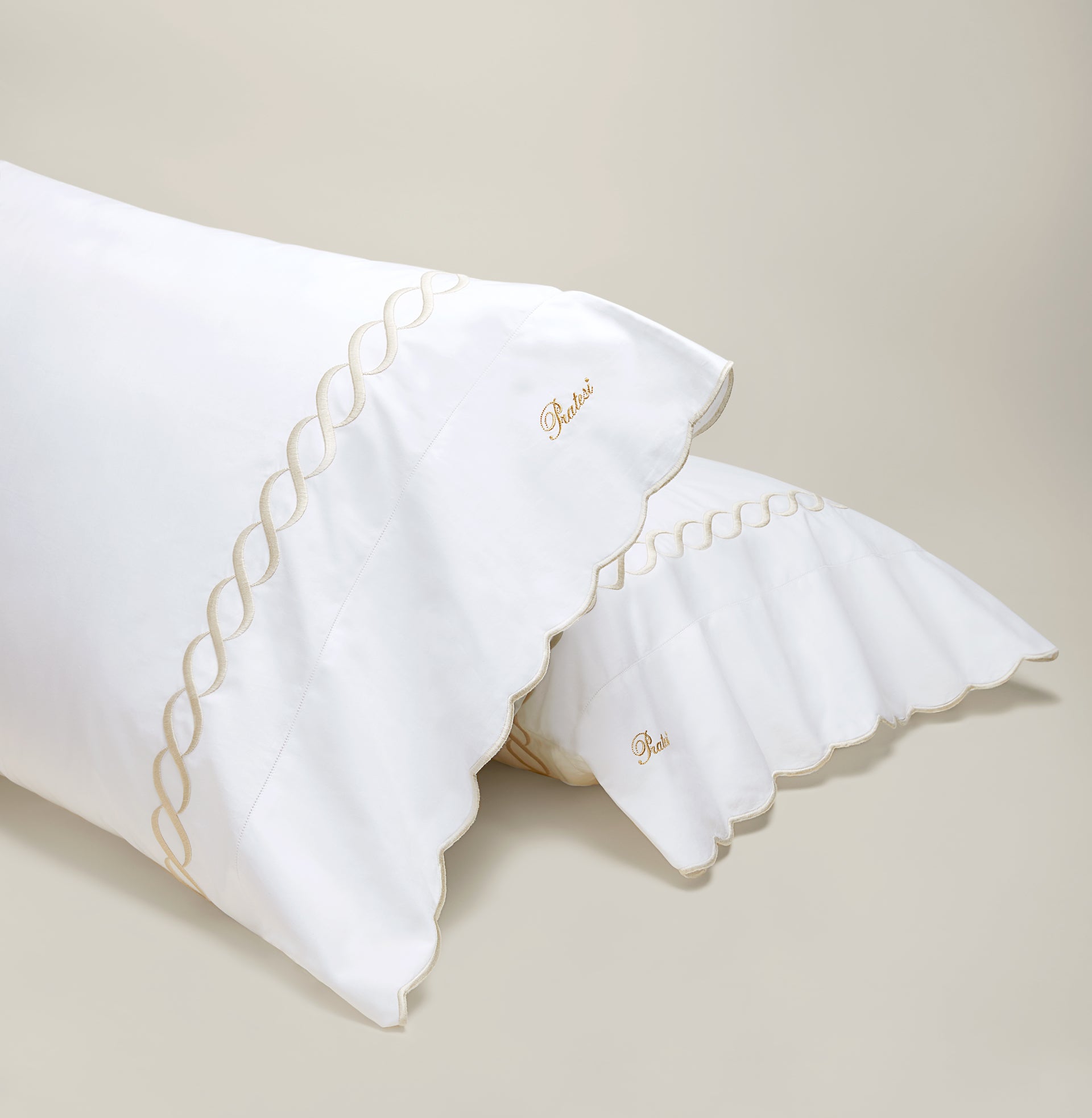Treccia white/beige pillowcase pair