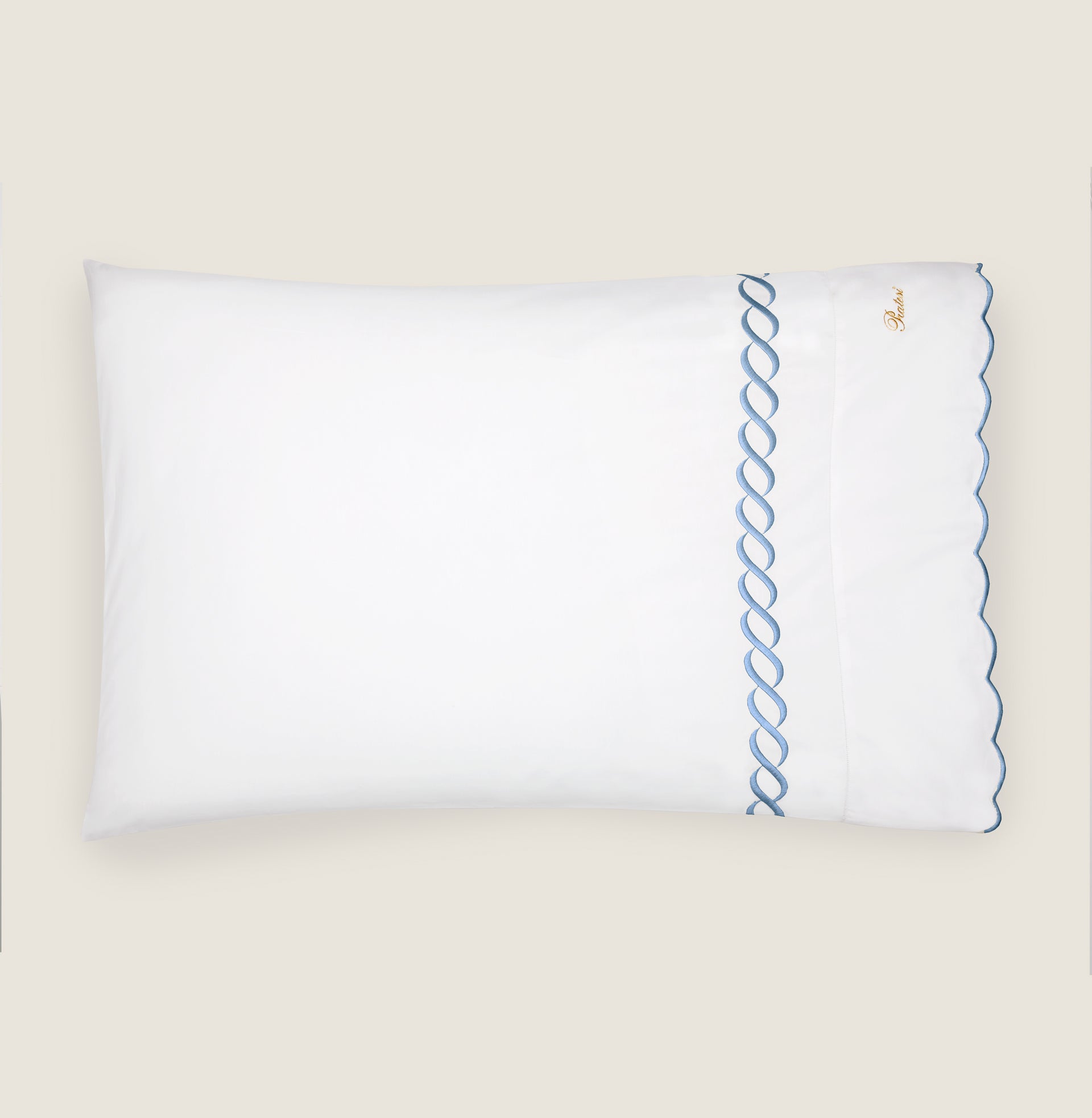 Treccia white/medium blue pillowcase
