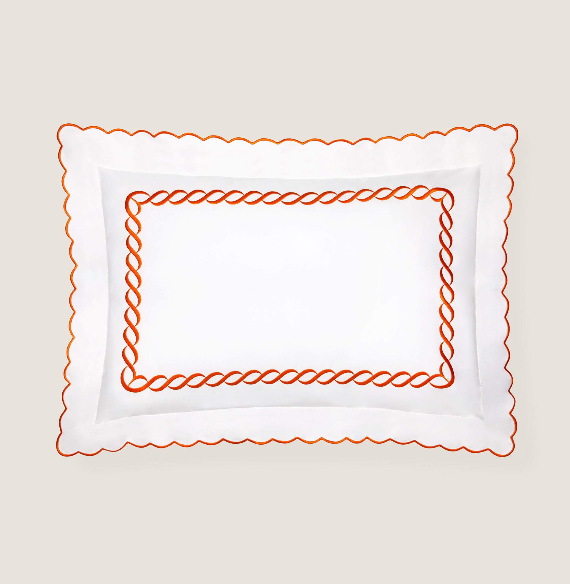 Treccia white/orange standard sham