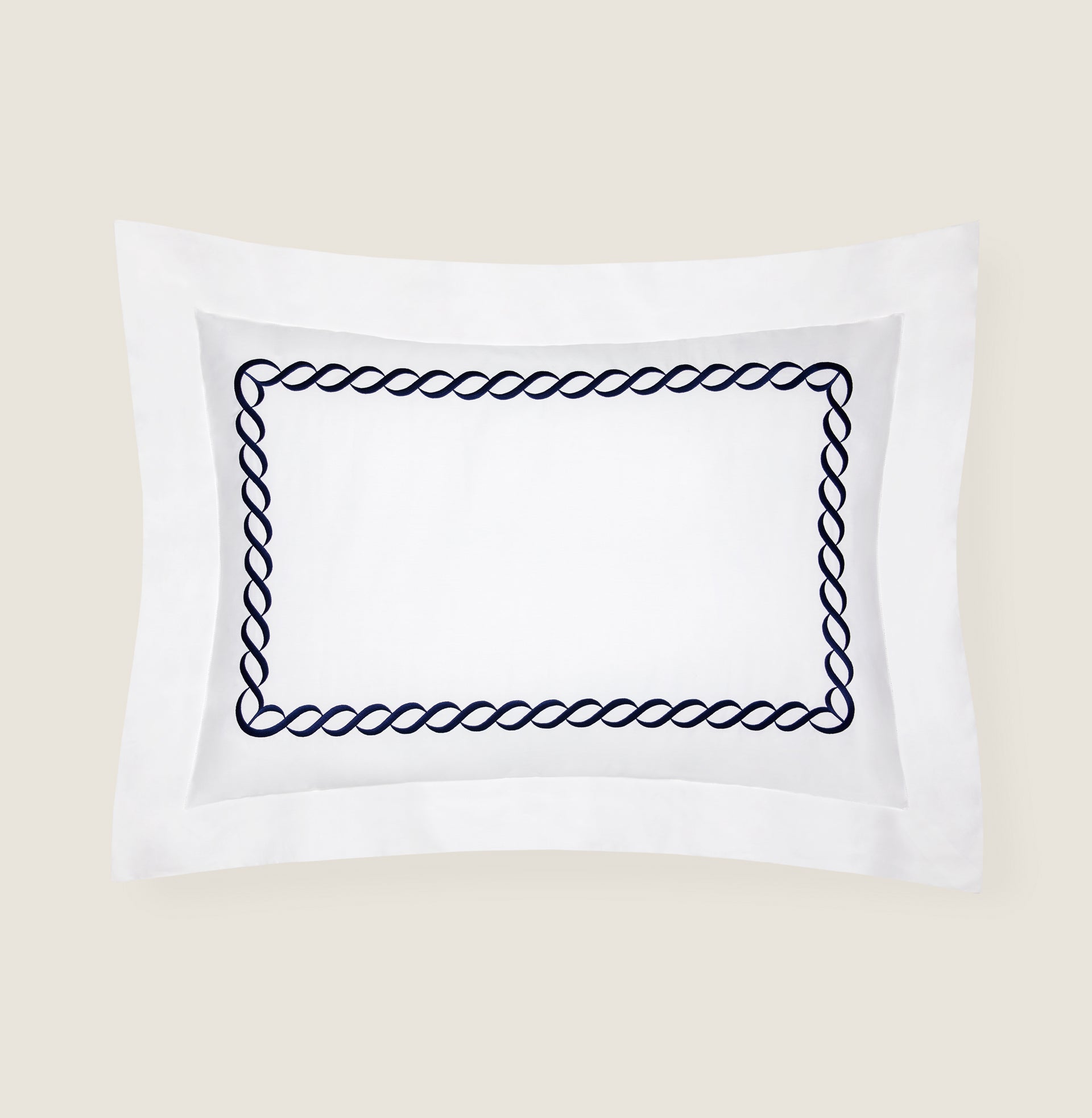 White/navy standard sham