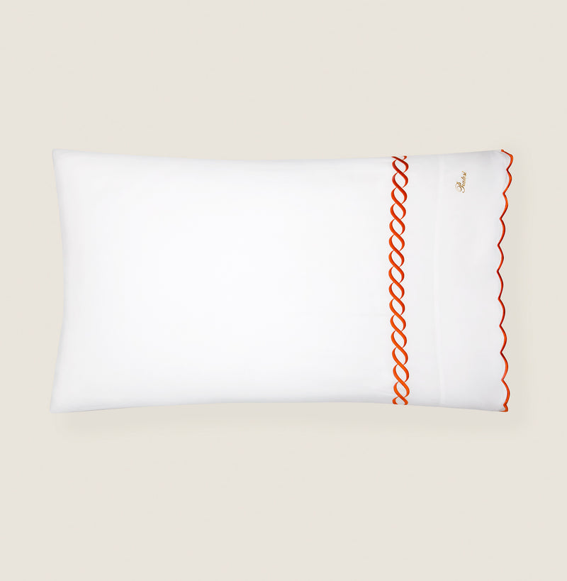 Orange Scalloped Edge Super King Pillowcase
